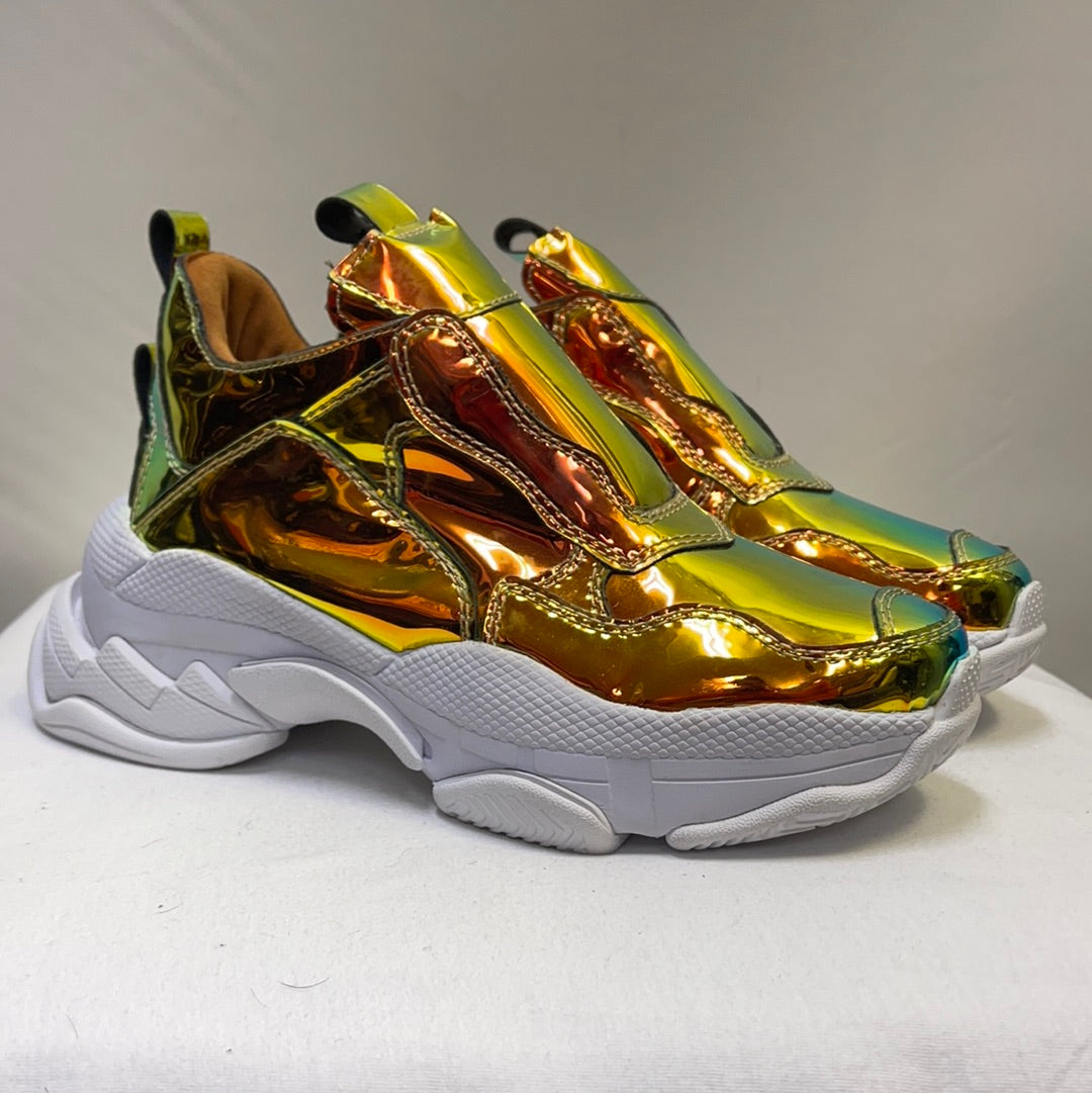 Jeffrey Campbell X Free People Gold Reflective Iridescent Concert Festival Sneakers (6.5)