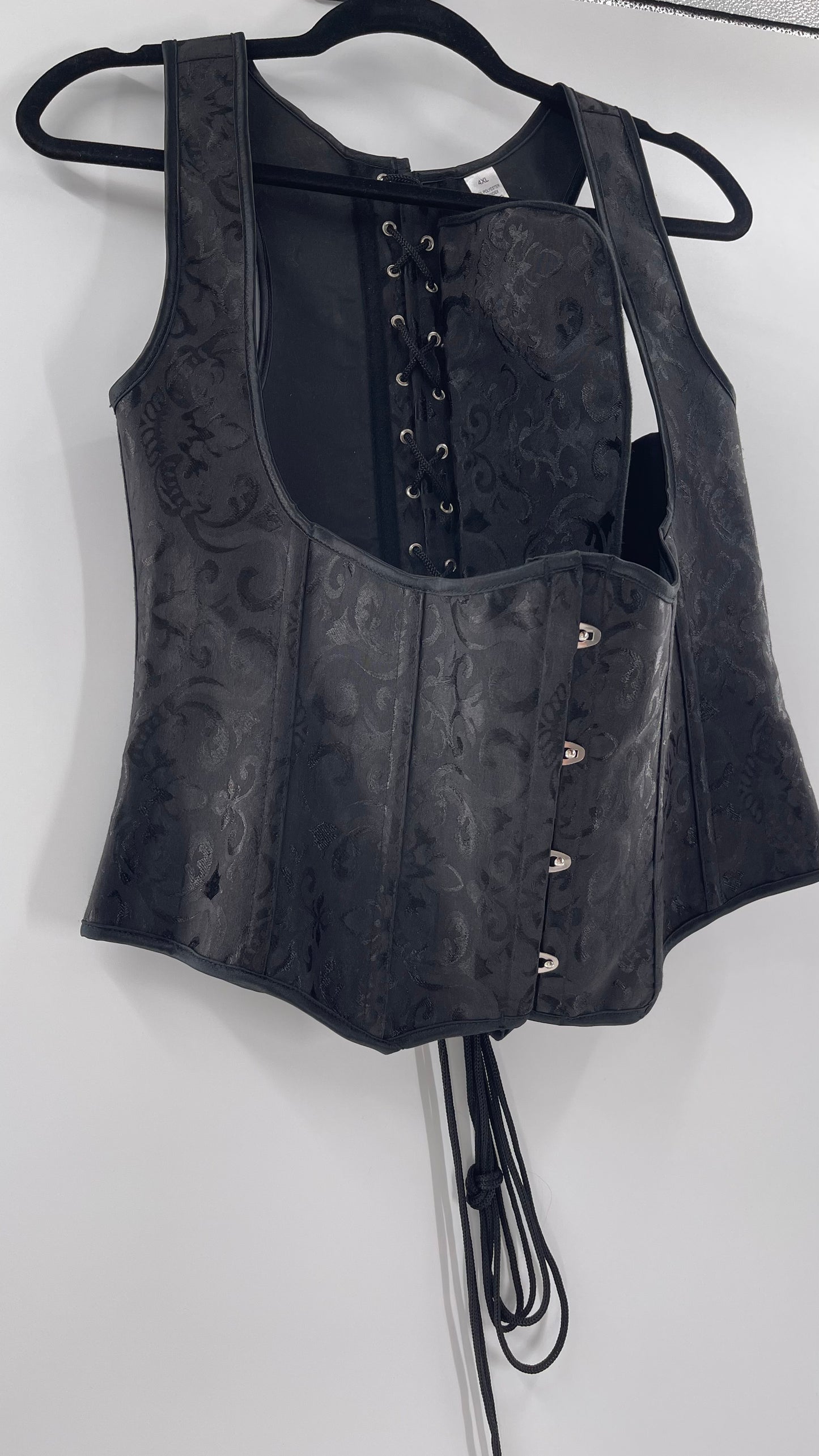 Black Satin Brocade Underbust Corset (4XL)