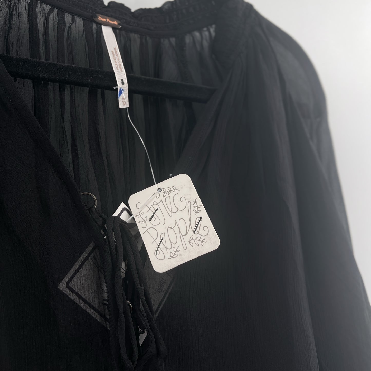 Free People Sheer Black Blouse (M)