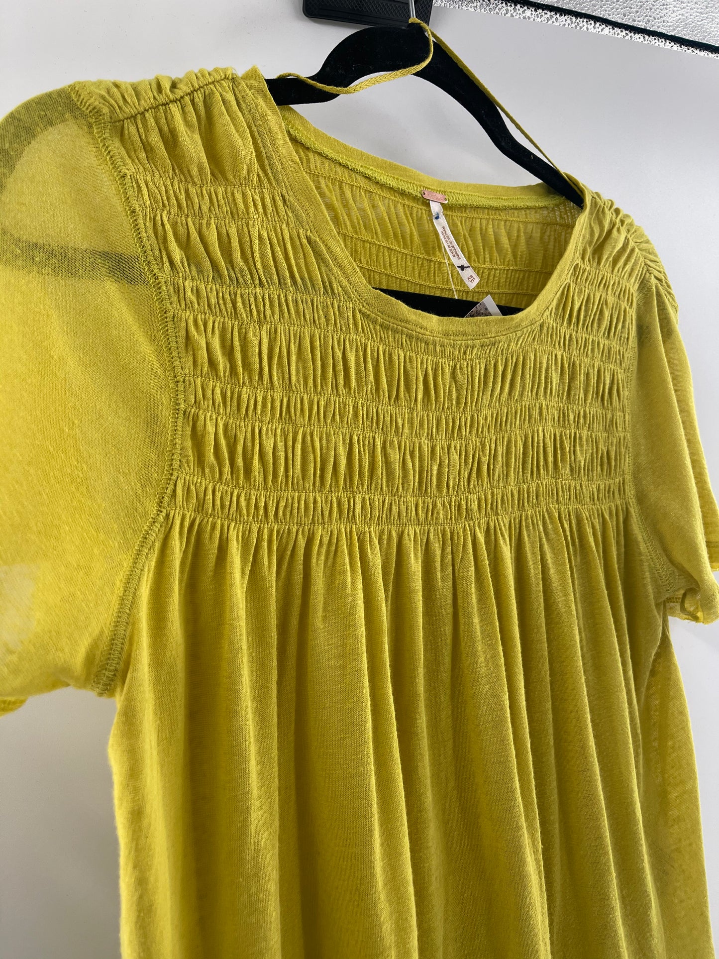 Free People Chartreuse Yellow Short Sleeve (XS)