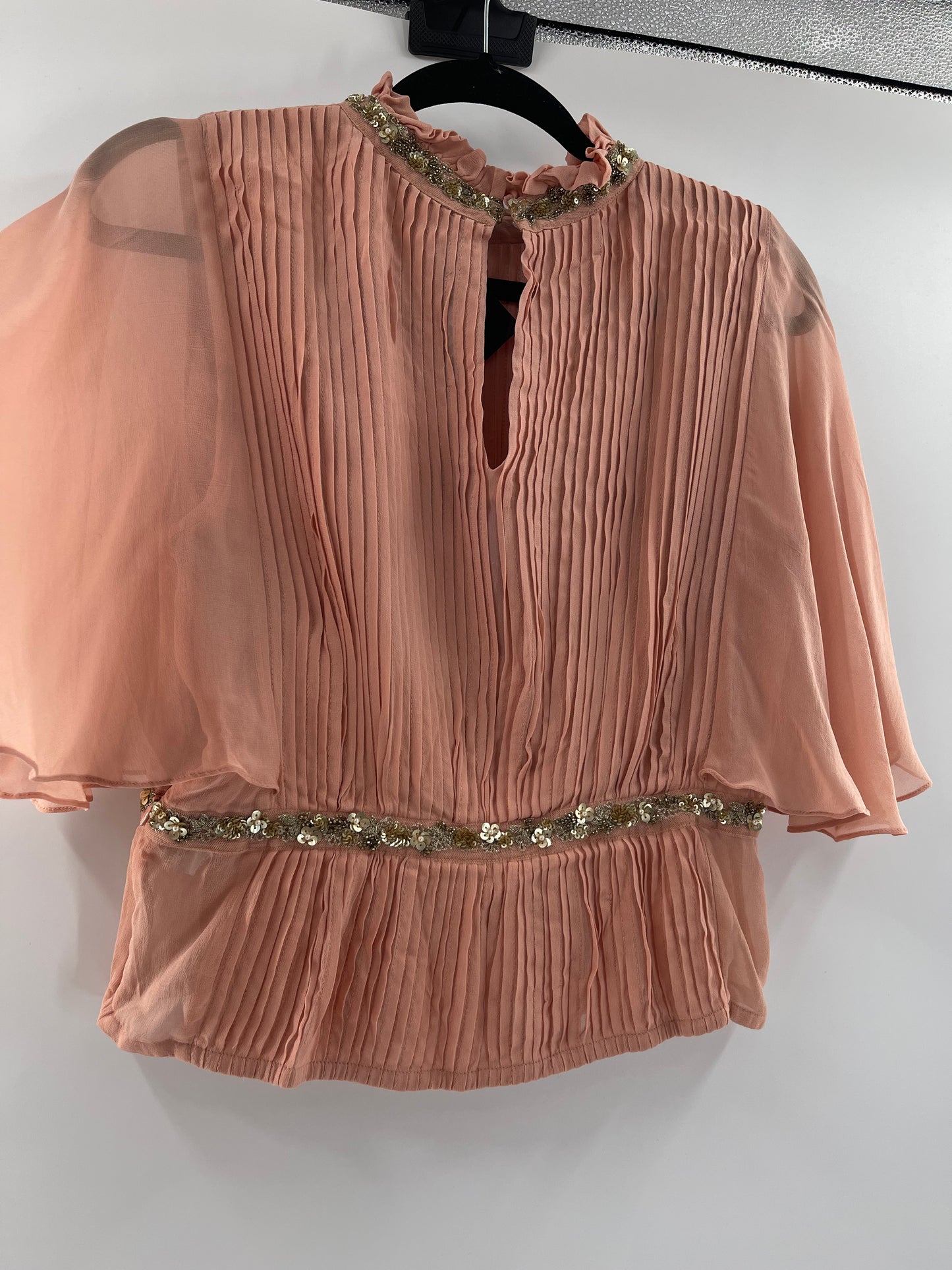 Varun Bahl Dusty Pink Pleated + Embellished Top (Small)