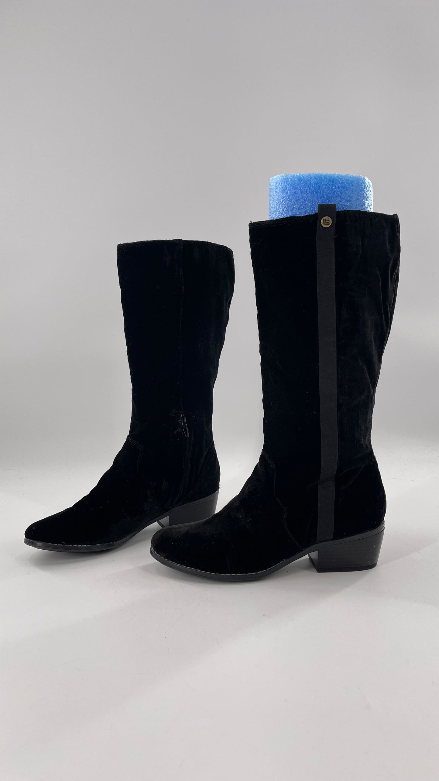 Libby Edelman Black Velour Croc Boots (6)