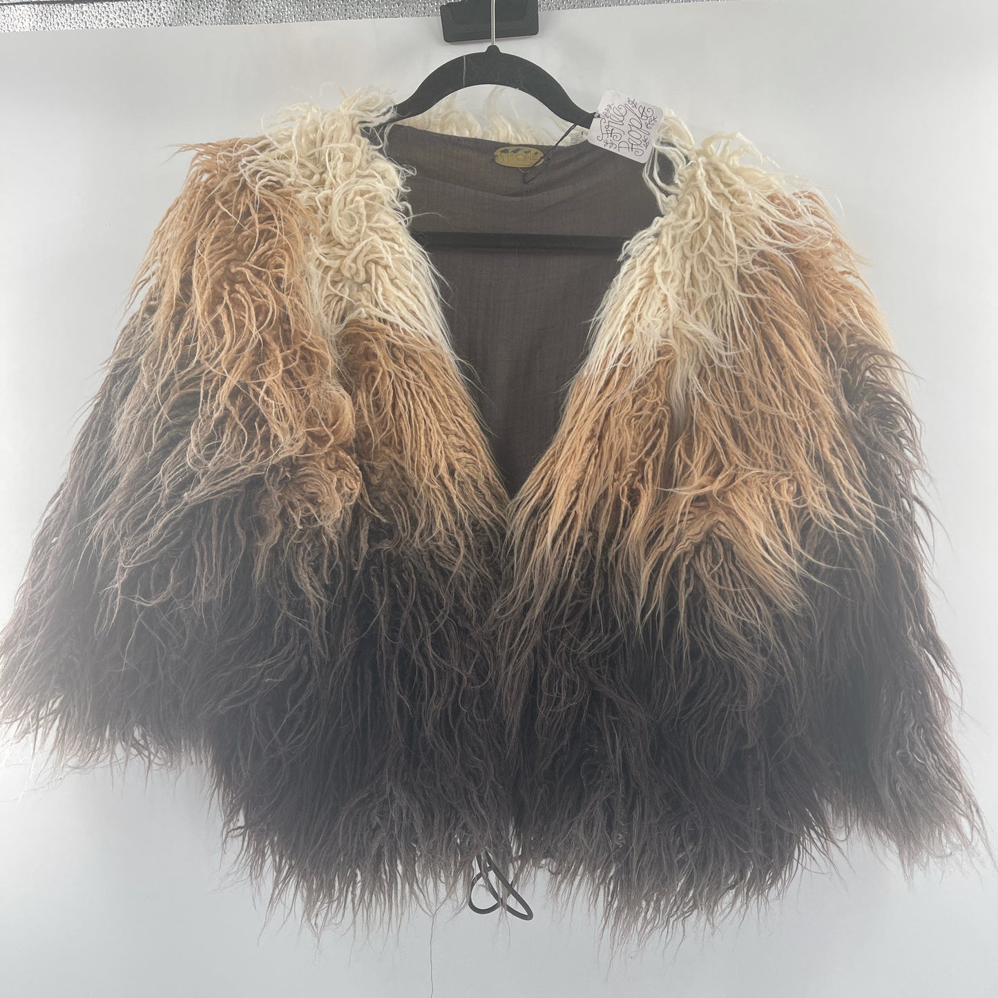 Free People One Terra Faux Fur Shaggy Ombre Coat Brow (Size M)