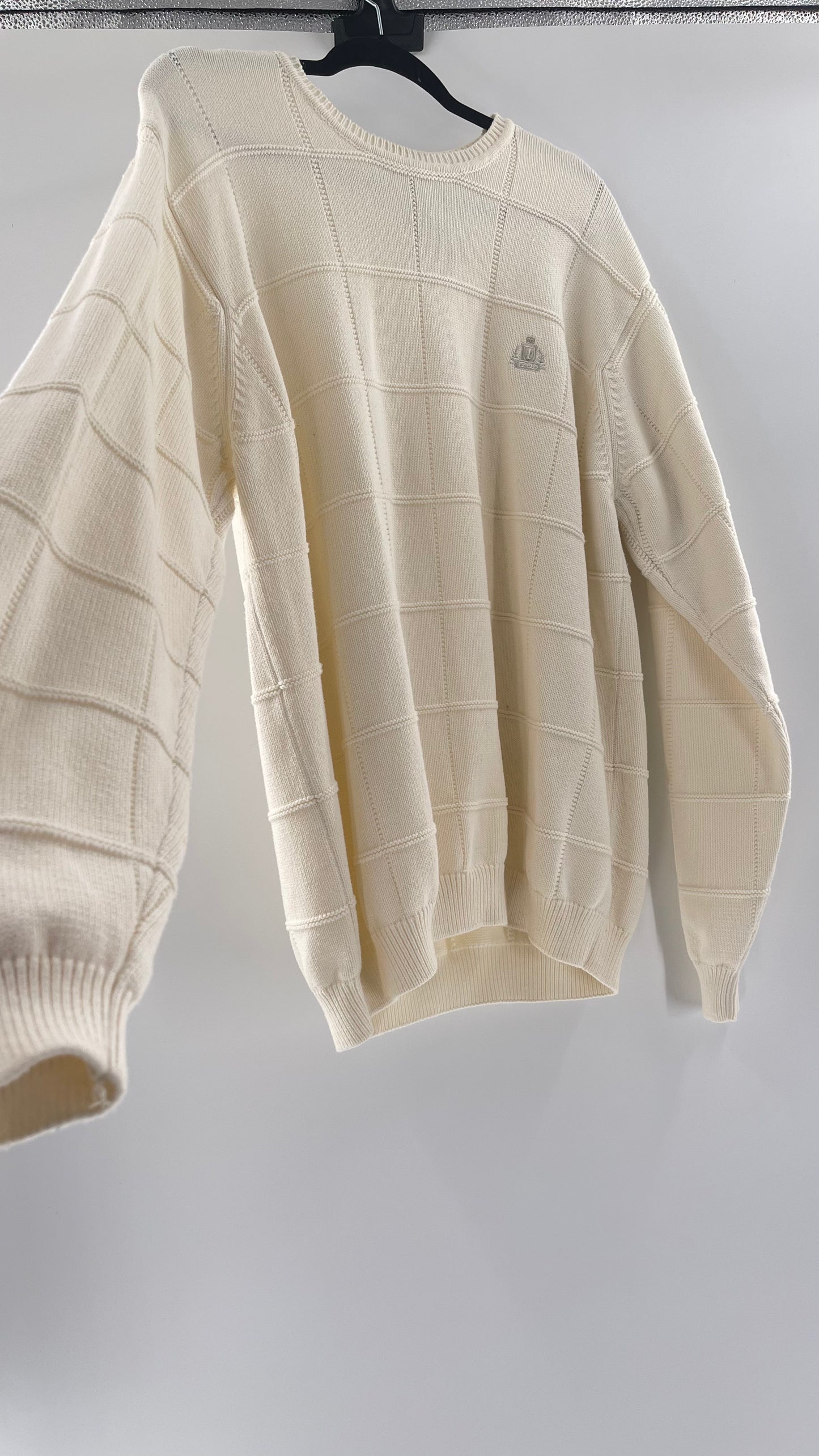 Vintage IZOD Cream Square Stitch Sweater (XL)