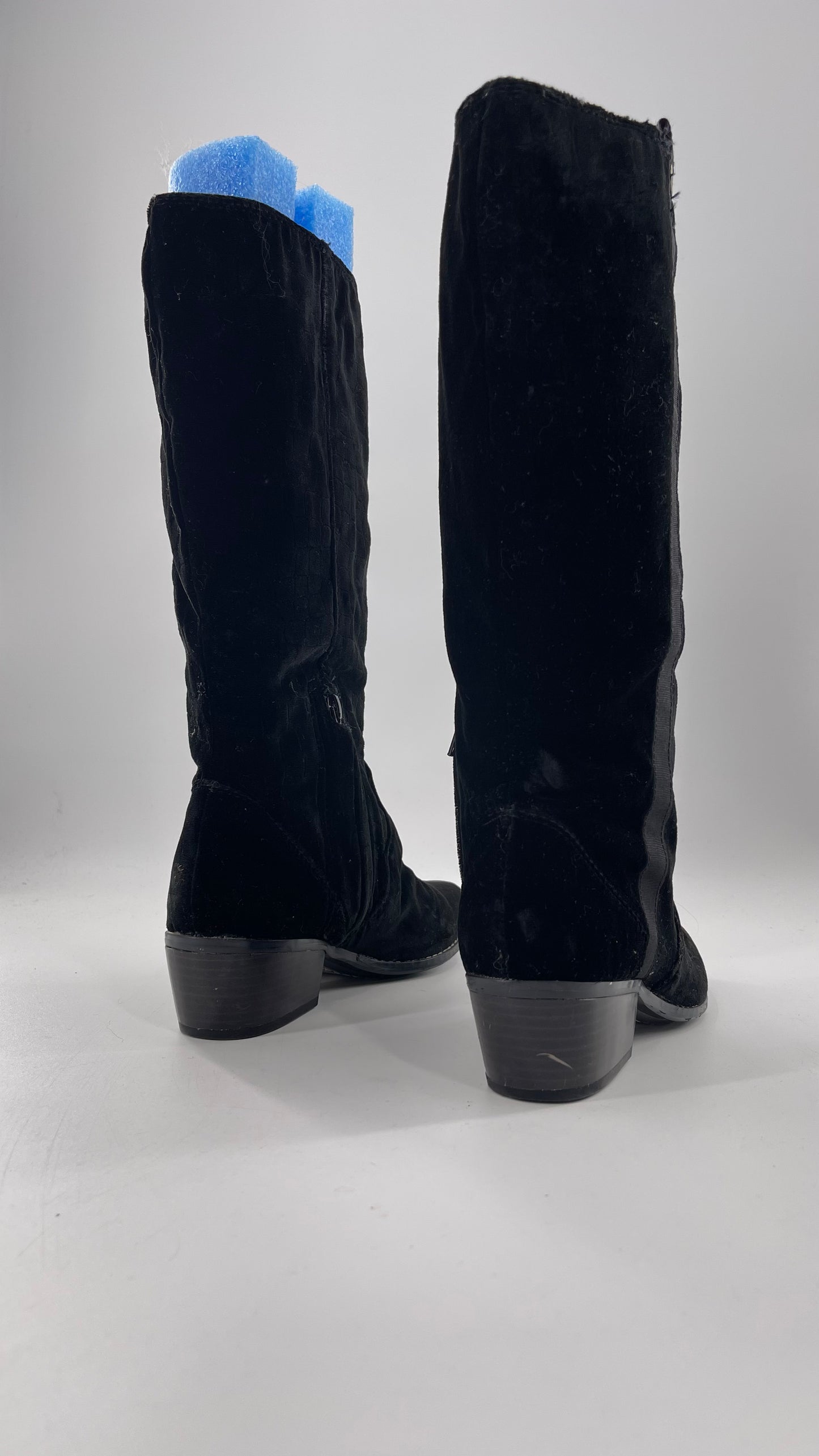 Libby Edelman Black Velour Croc Boots (6)
