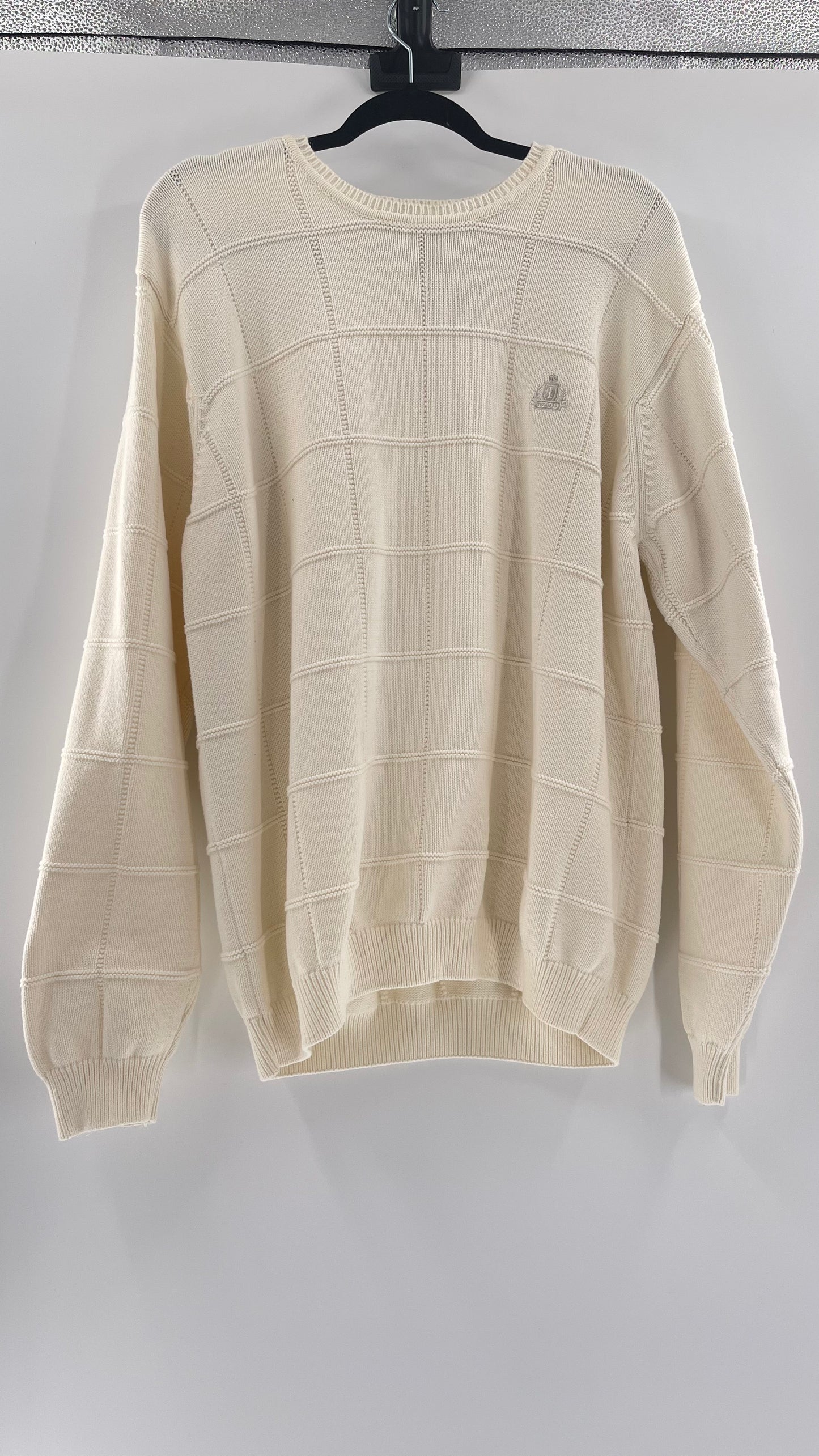 Vintage IZOD Cream Square Stitch Sweater (XL)