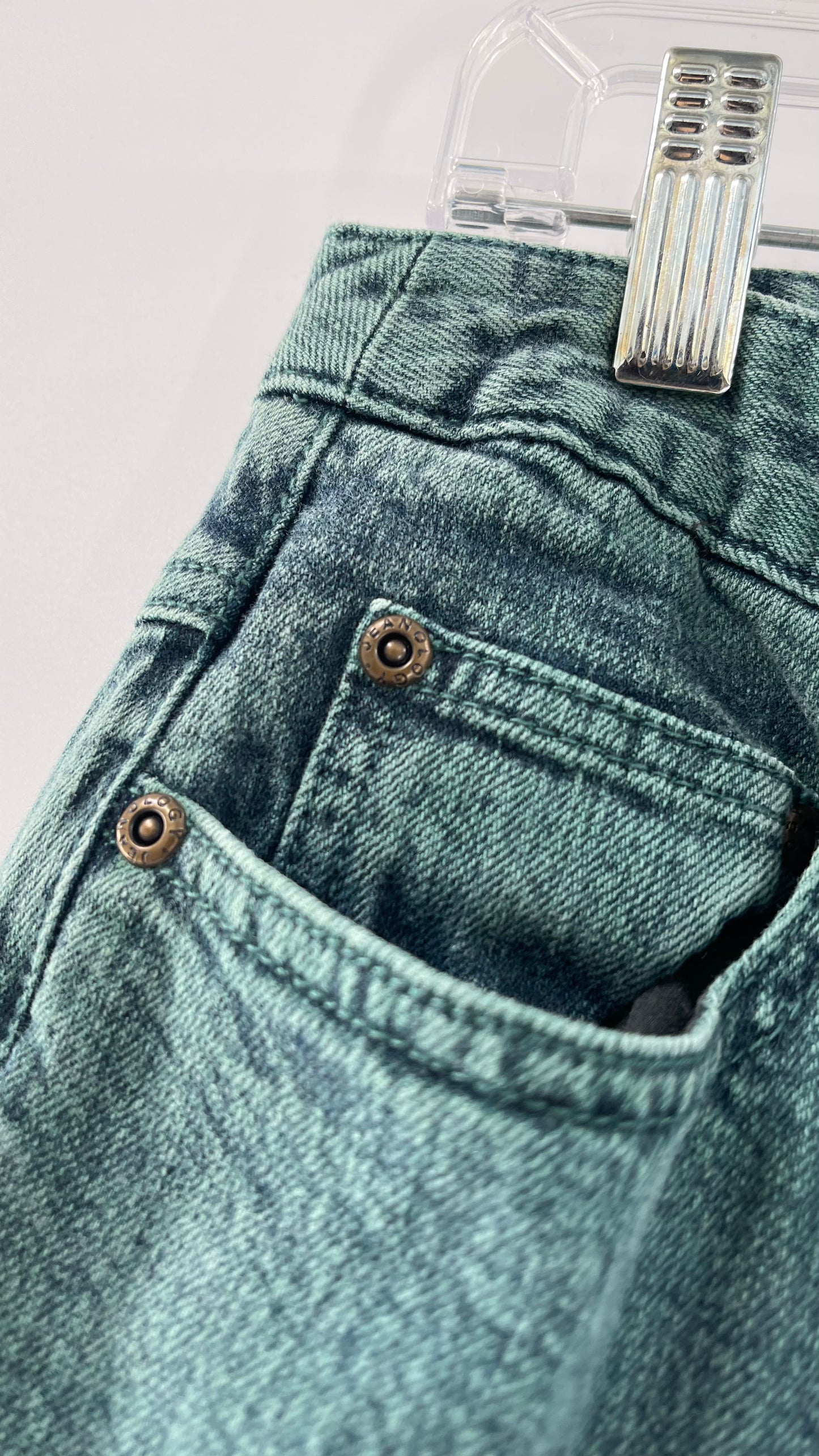 Jeanology Mid Rise Faded Teal Straight Legs (4)