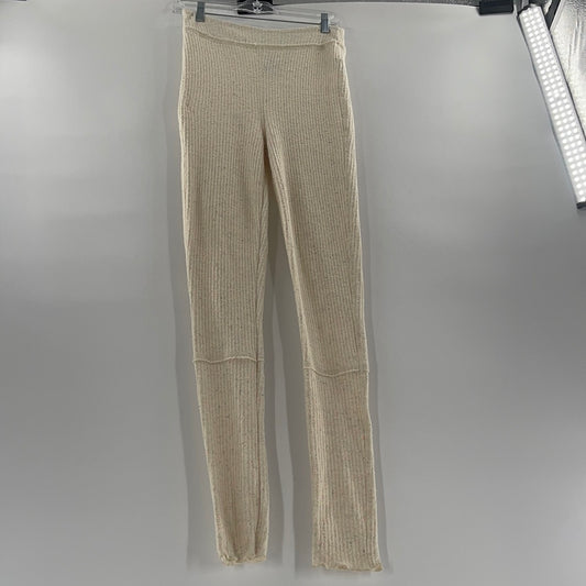 Free People Ribbed Cream Leggings