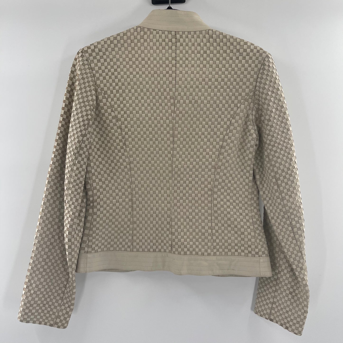 Vintage Revue Leather Checker Patterned Leather Blazer (M)