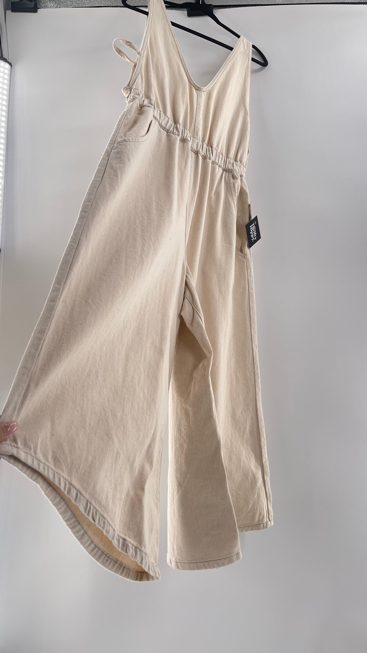Free People Alora Wide Leg Denim Jumpsuit (XL)