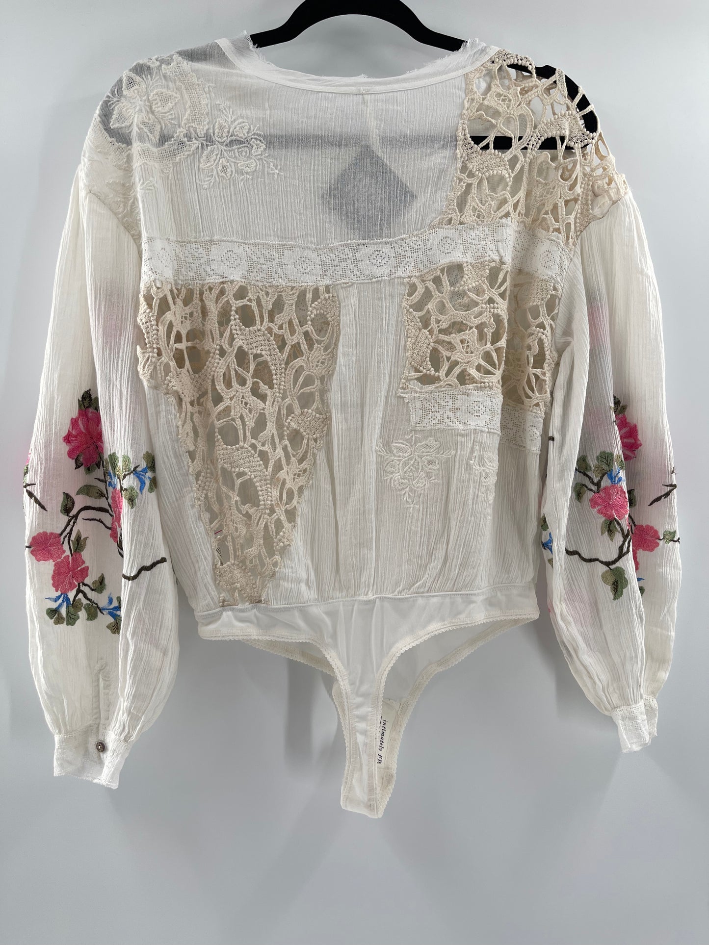 Free People Making Harmony Lace Cotton Embroidered Blouse (XS)