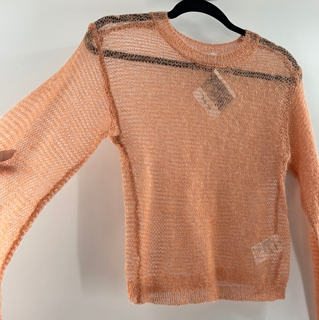 Urban Outfitters Sheer Cropped Peach Sweater (Size XS)