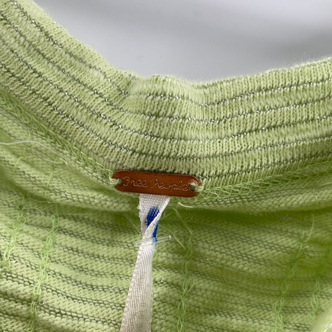 Free People Lime Green with Iridescent Sequin High Low Sweater (Size Small)