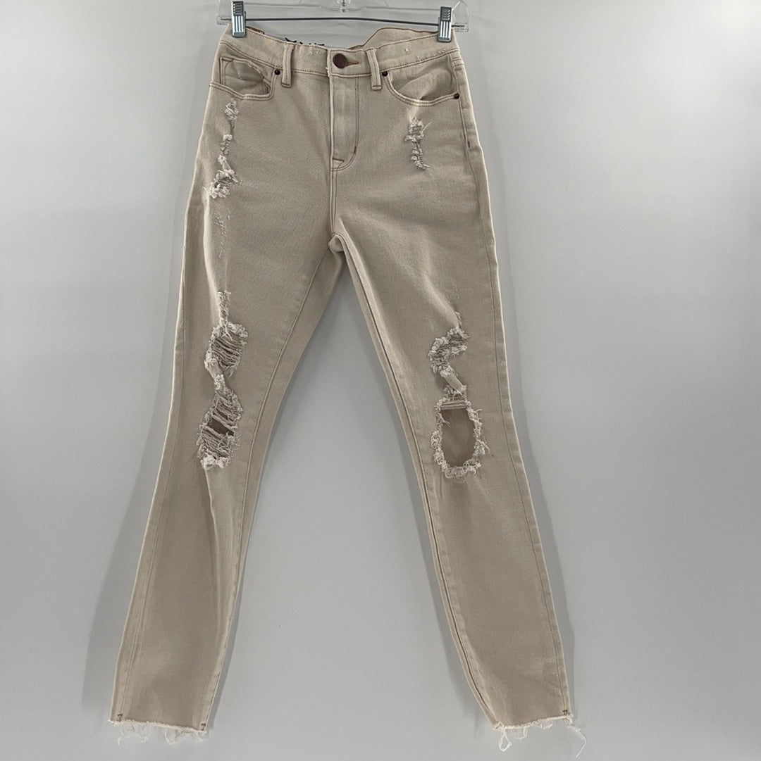 BDG/Urban Outfitters Cream/Off-White Ripped Jeans Raw Cut Hem (Size 25W)
