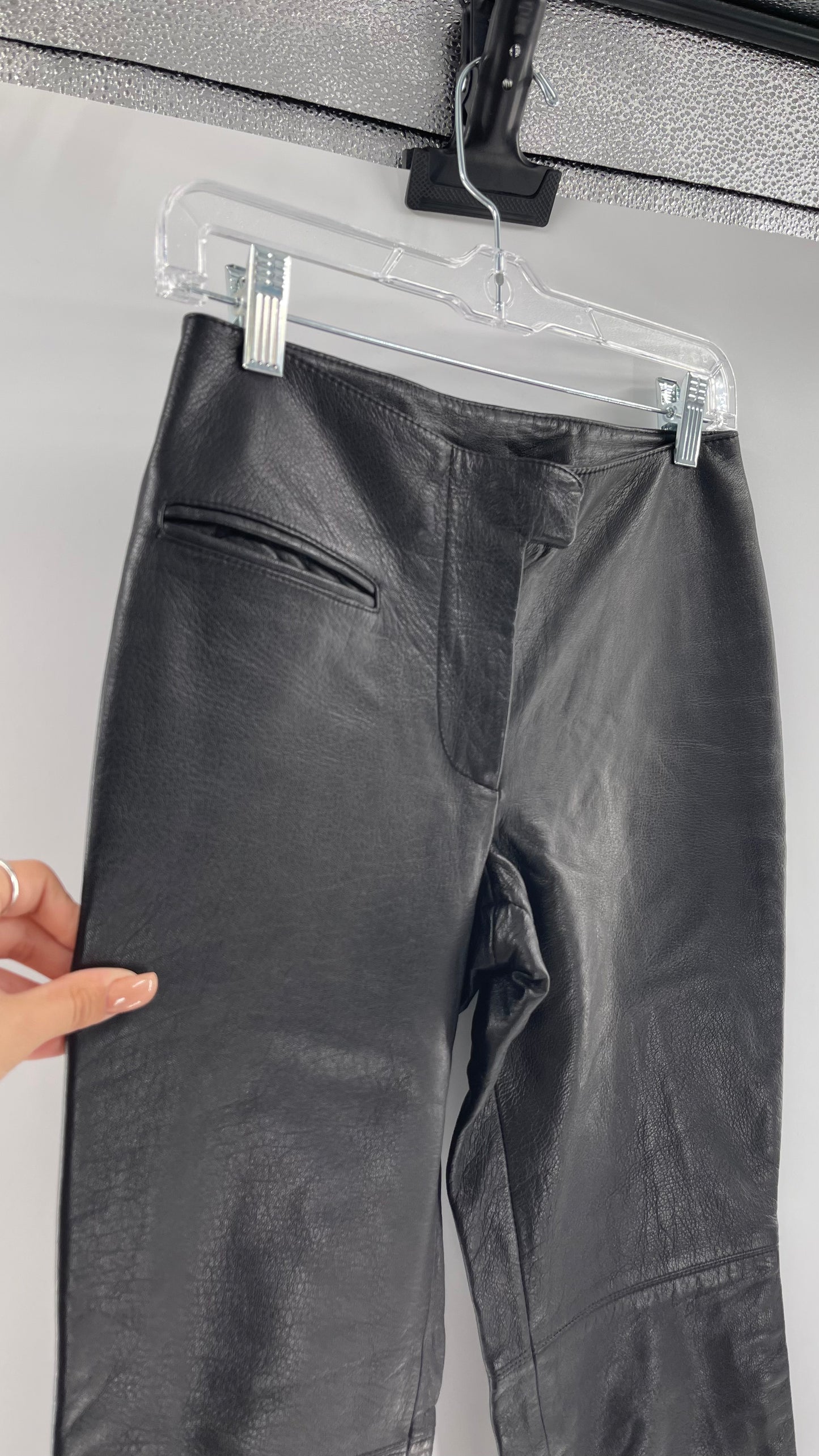 Vintage Márcia Italian Lamb Leather Kick Flare Trouser Pants (00)
