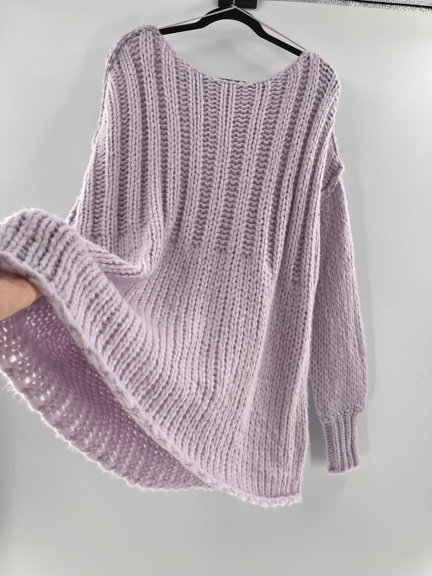 Free People Chunky Knit Lilac/Lavender Sweater (Medium)