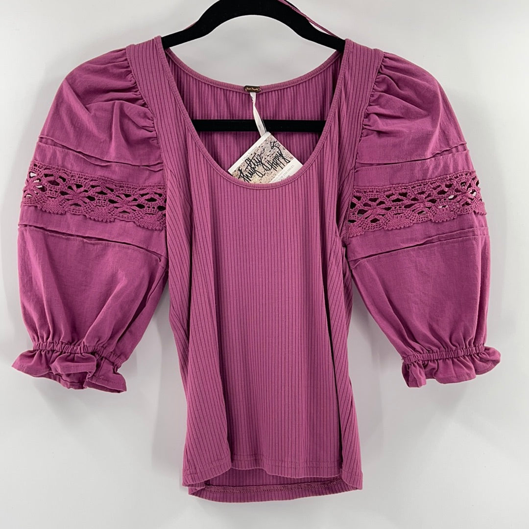 Free People Purple Puff Sleeve (XS)