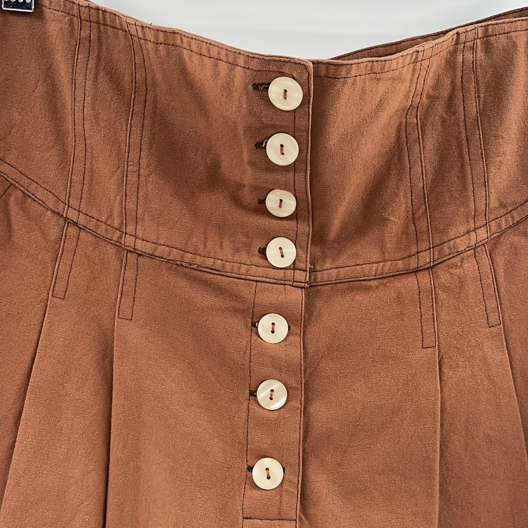 Free People - Brick Multi Button Up Pleated Shorts (Size 8)