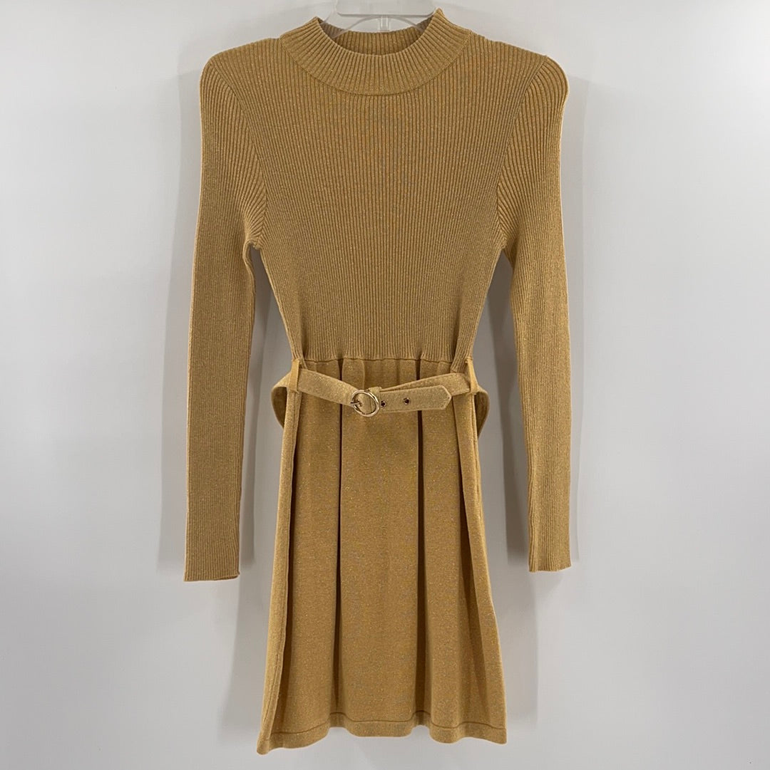 Free People Gold Knit Dress (XS)