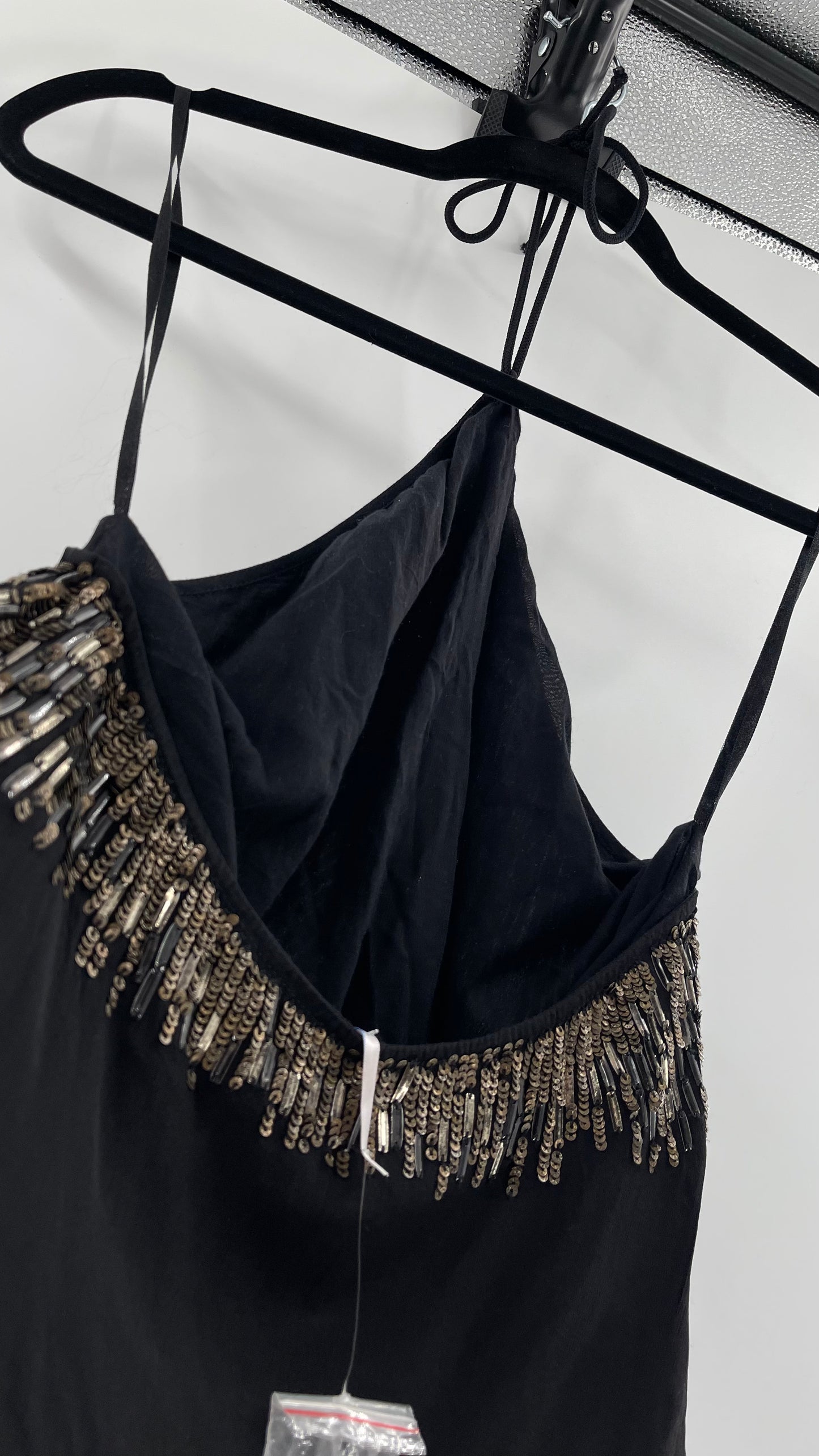 Free People Black Beaded Halter (XS)