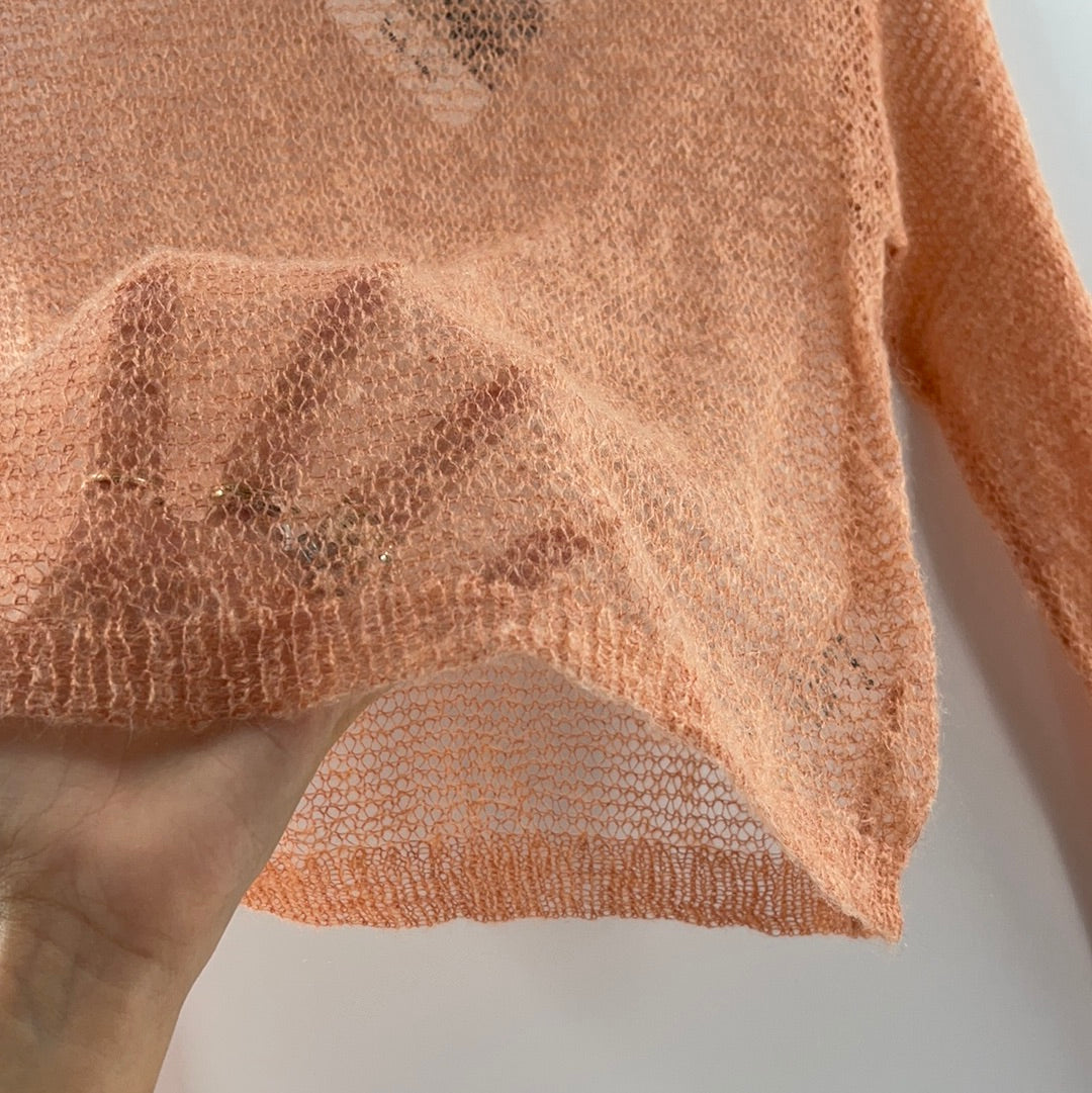 Urban Outfitters Sheer Cropped Peach Sweater (Size XS)