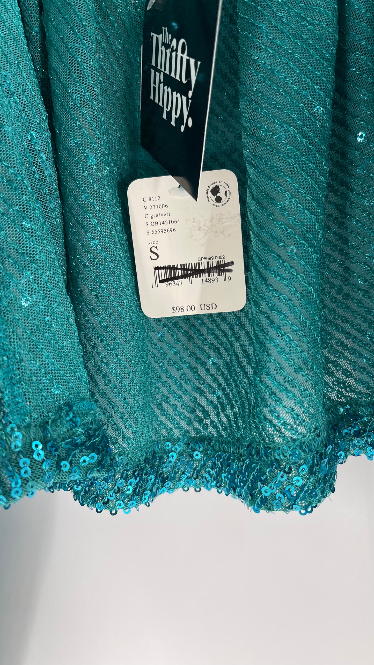 Free People Blue Sequin Long Sleeve (Small)
