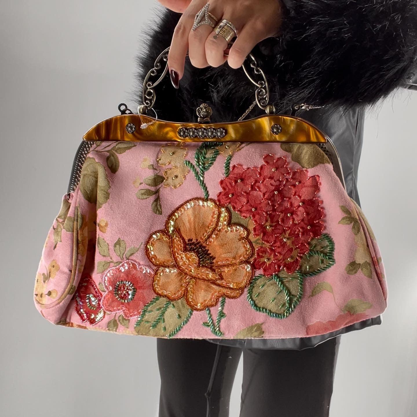 Vintage Pink Floral Purse