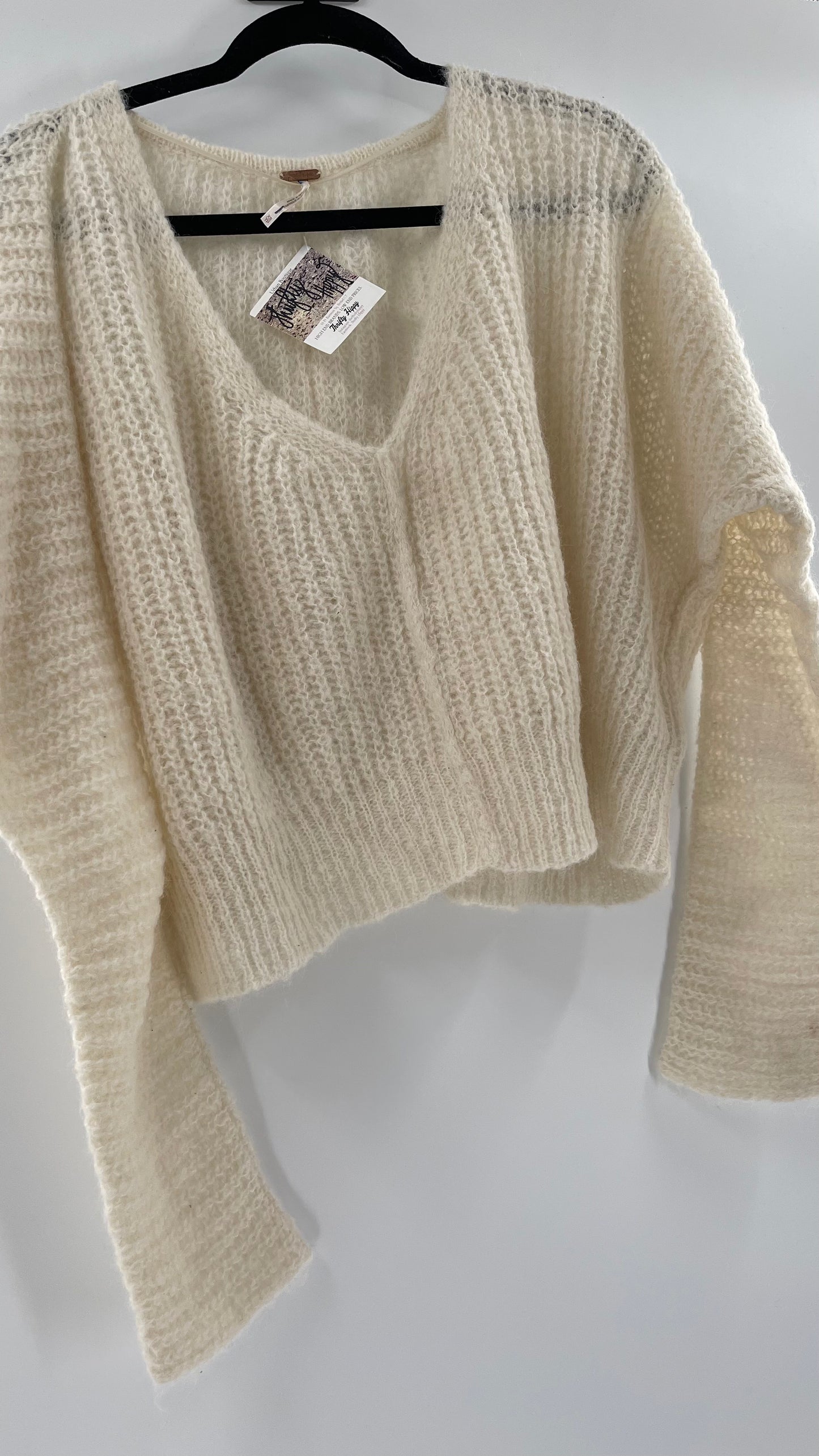 Free People White 89% Alpaca Sweater (XS)
