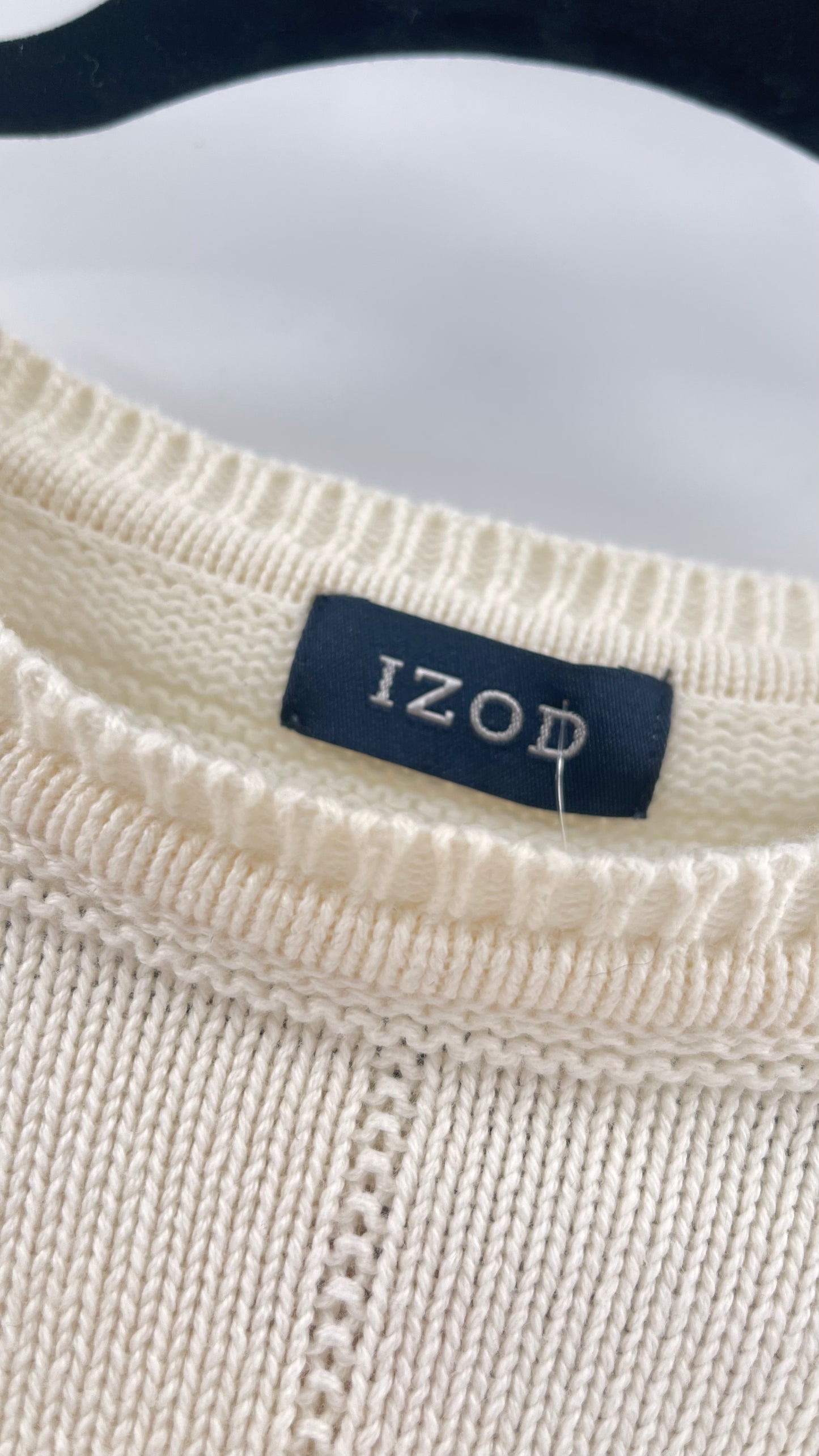 Vintage IZOD Cream Square Stitch Sweater (XL)