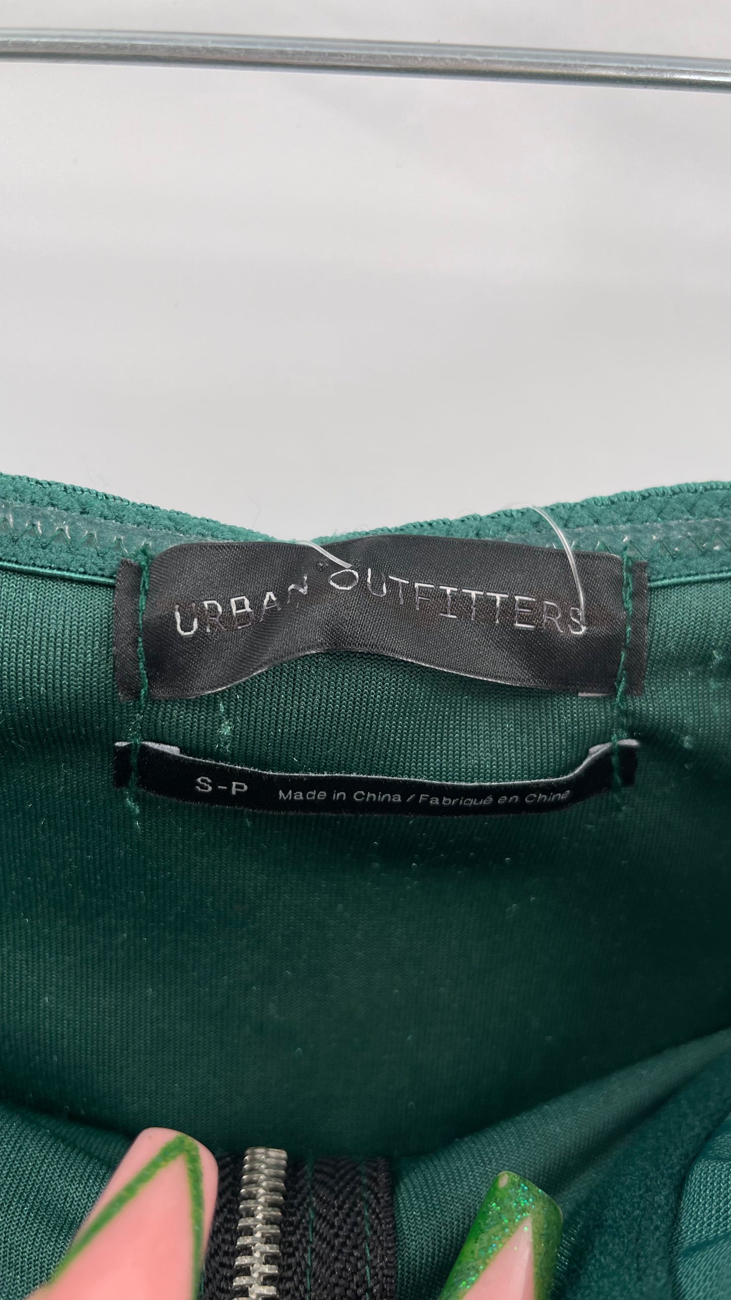 Emerald Green Urban Outfitters Zip Front Corset Dress (Small)