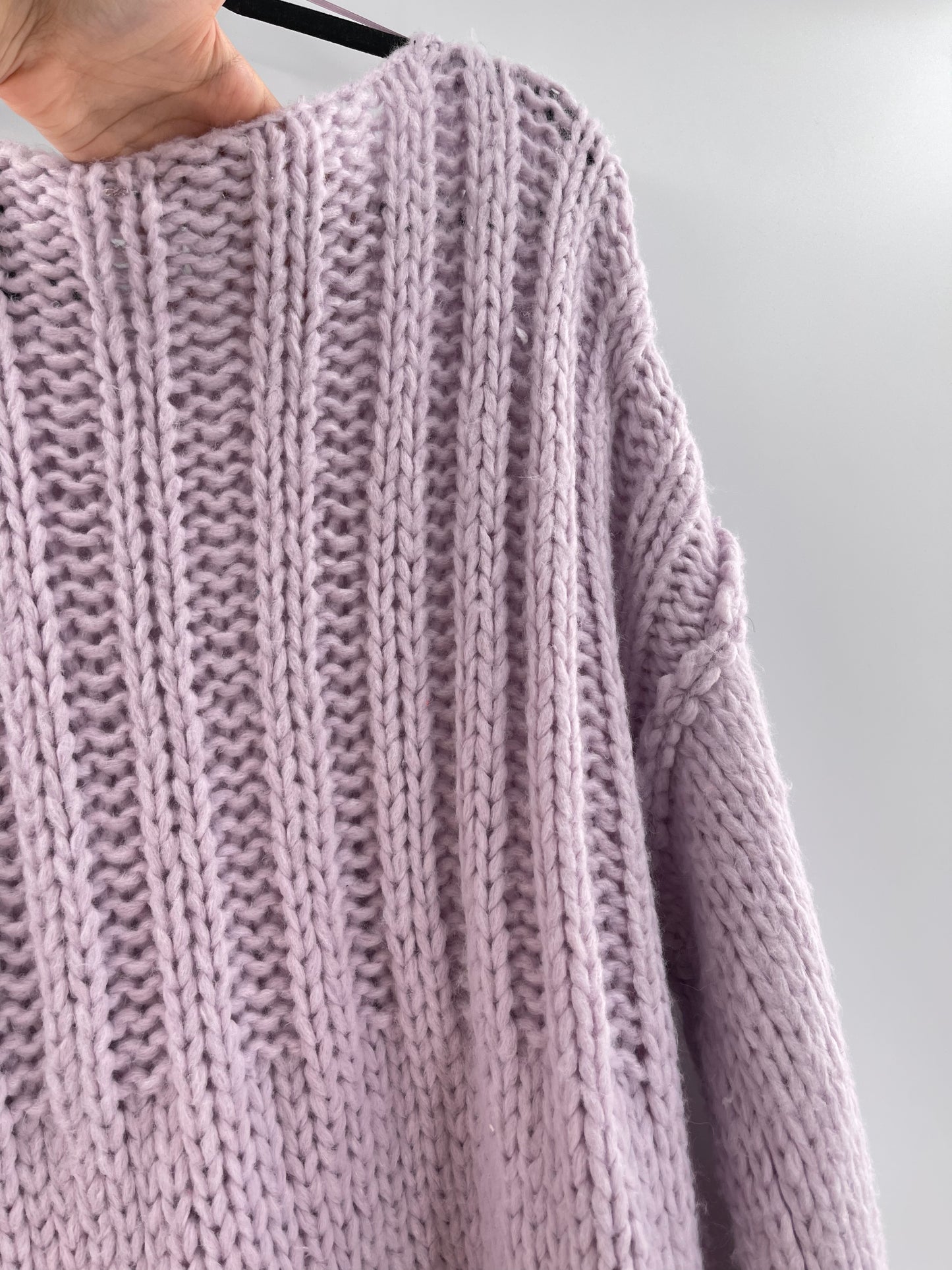 Free People Chunky Knit Lilac/Lavender Sweater (Medium)