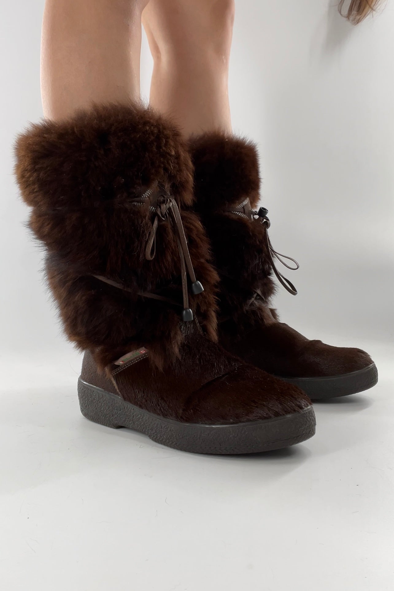 Pajar Vintage Brown Fur Boots - Made In Italy - Size 40