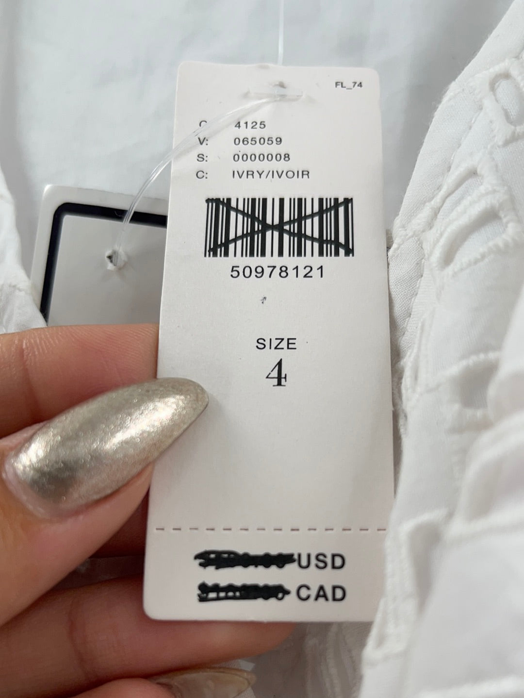 Anthropologie - White Beachy Eyelet Button Up Jumpsuit (Size 4)