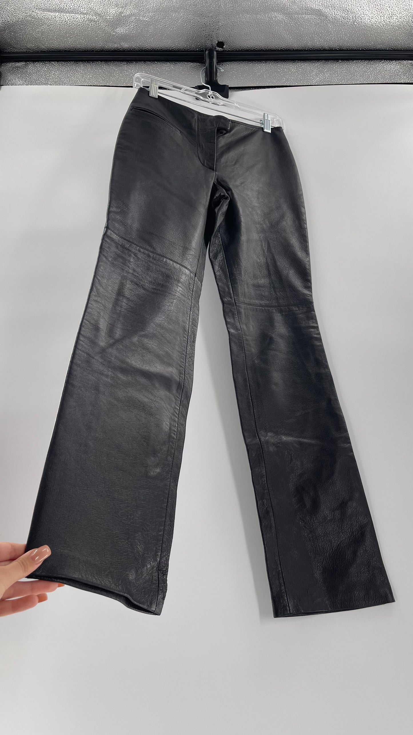 Vintage Márcia Italian Lamb Leather Kick Flare Trouser Pants (00)