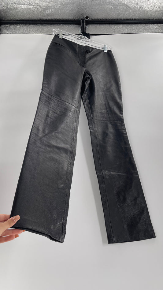 Vintage Márcia Italian Lamb Leather Kick Flare Trouser Pants (00)