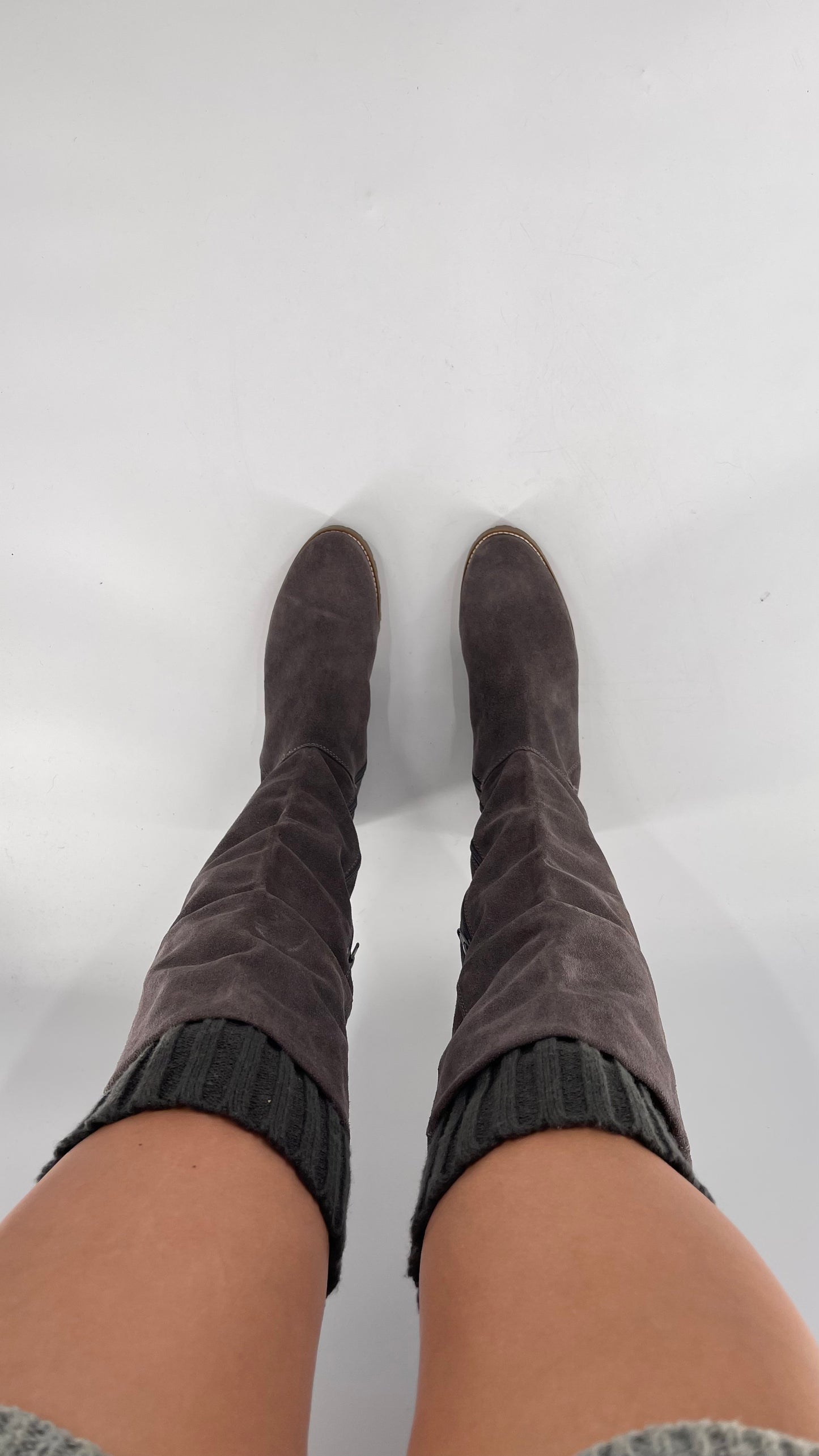 CORSO COMO Suede Knee High Boots Grey with Built in Leg Warmer (10)