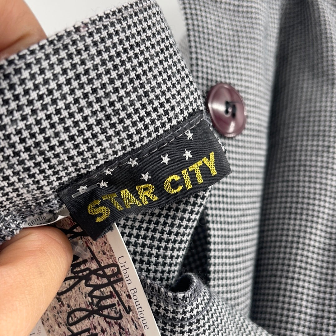 Vintage Star City Micro Houndstooth MIDI Skirt (Size S)