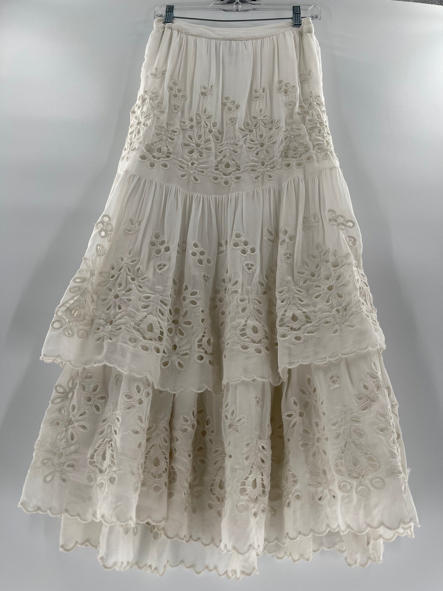 Free People Layered Eyelet Skirt (Size 4, UK 8)