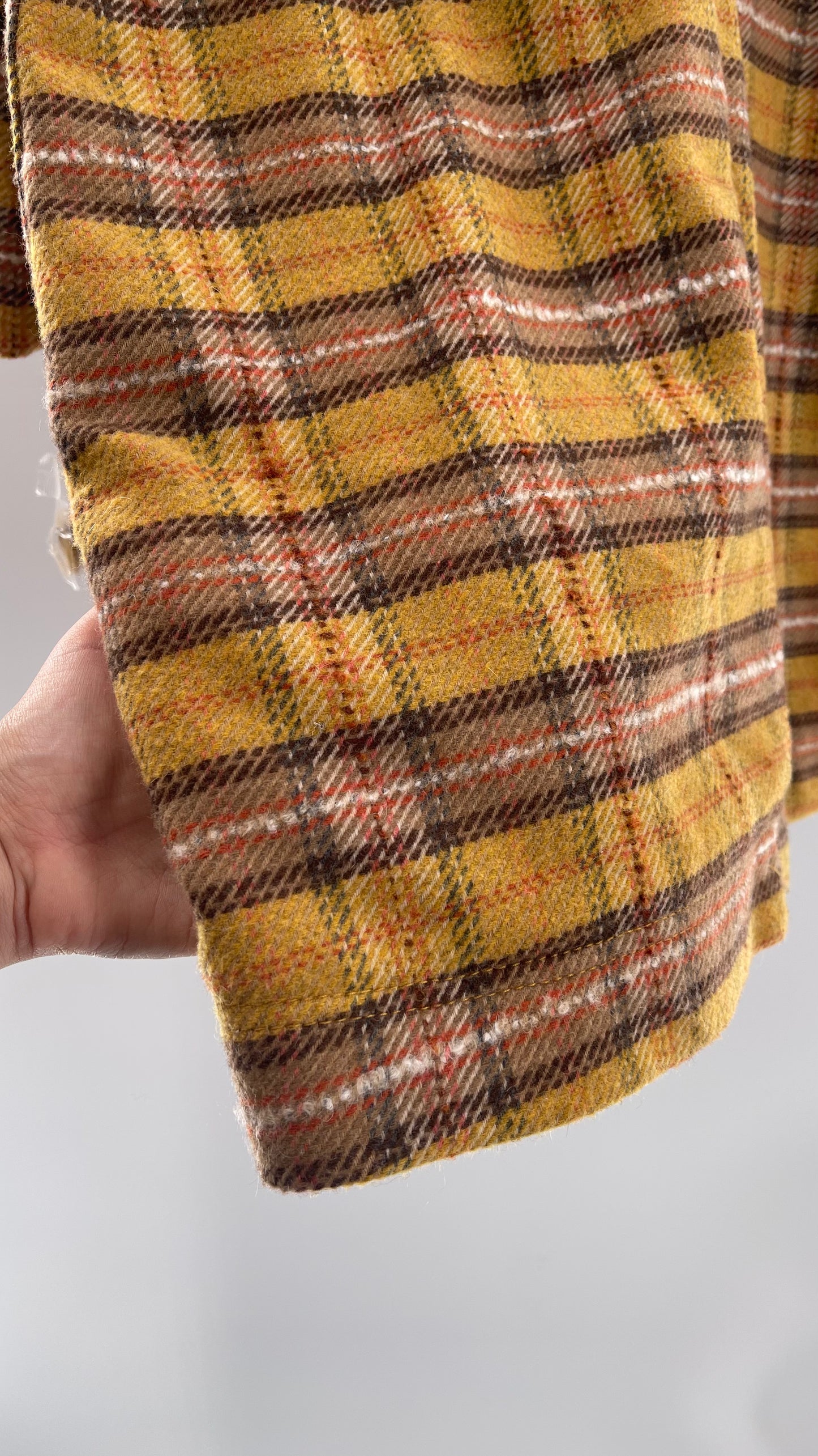 Free People Mustard  Plaid Coat - Size XS