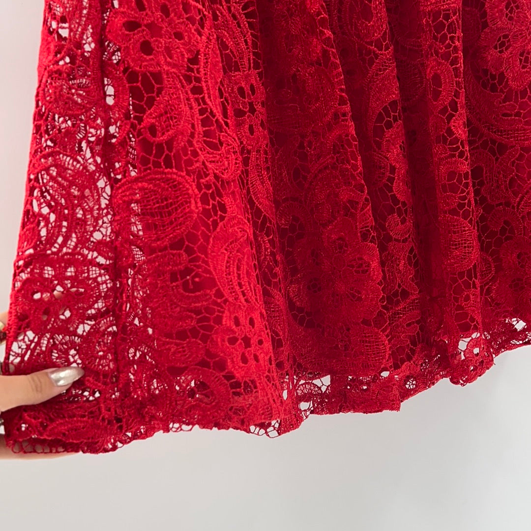 Francesca's - Red Lace Backless Mini (Small)