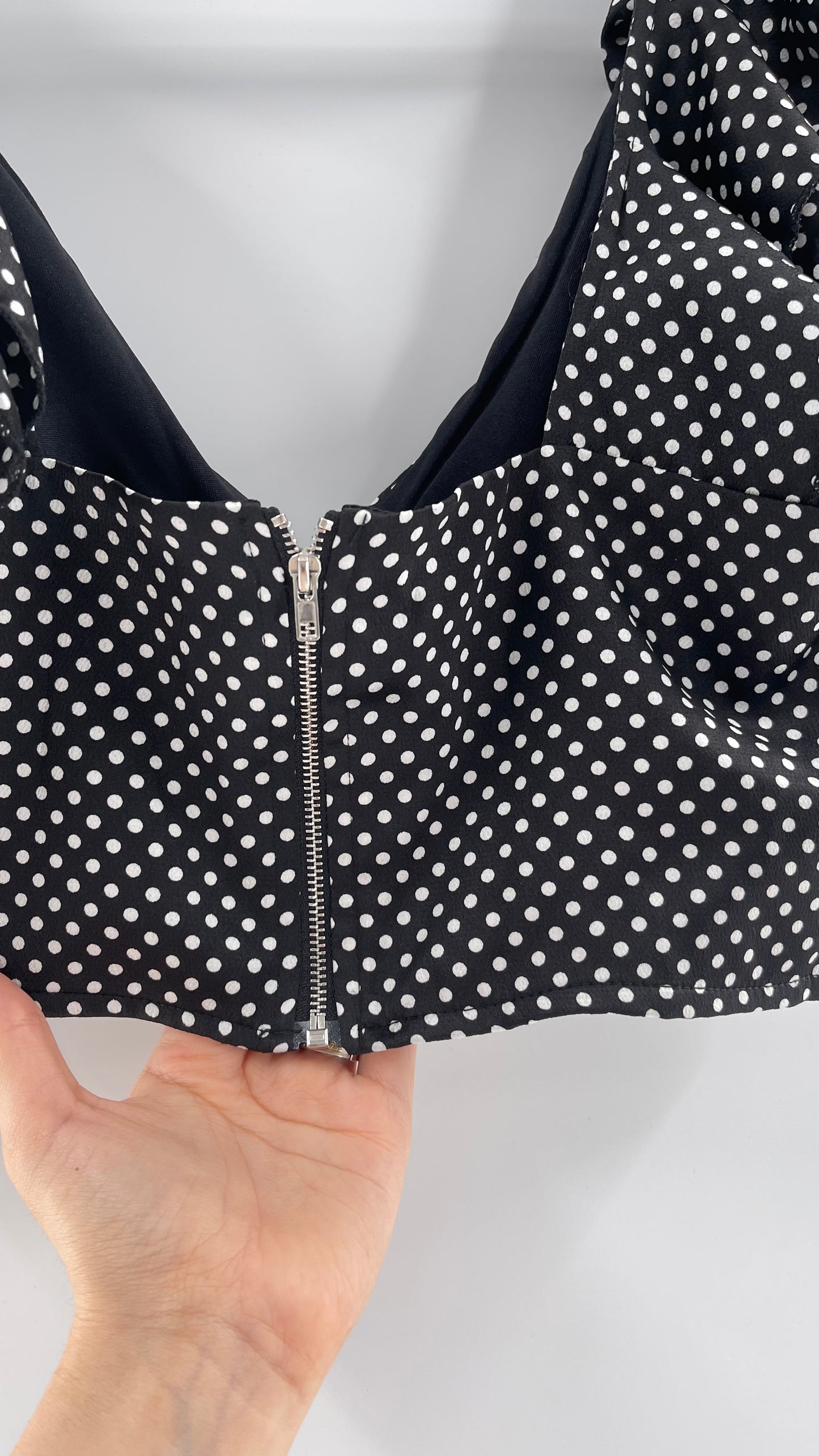 Polka Dot Ruffle Neckline Crop (Medium)