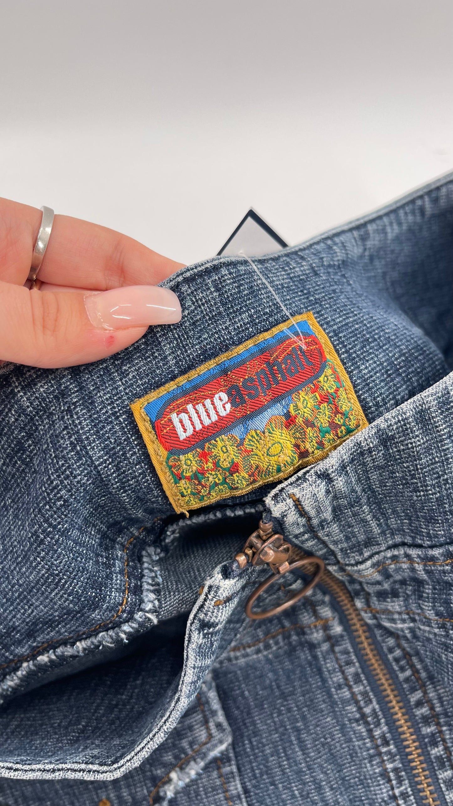Vintage Blue Asphalt Denim Micro Mini Skirt (29/30)