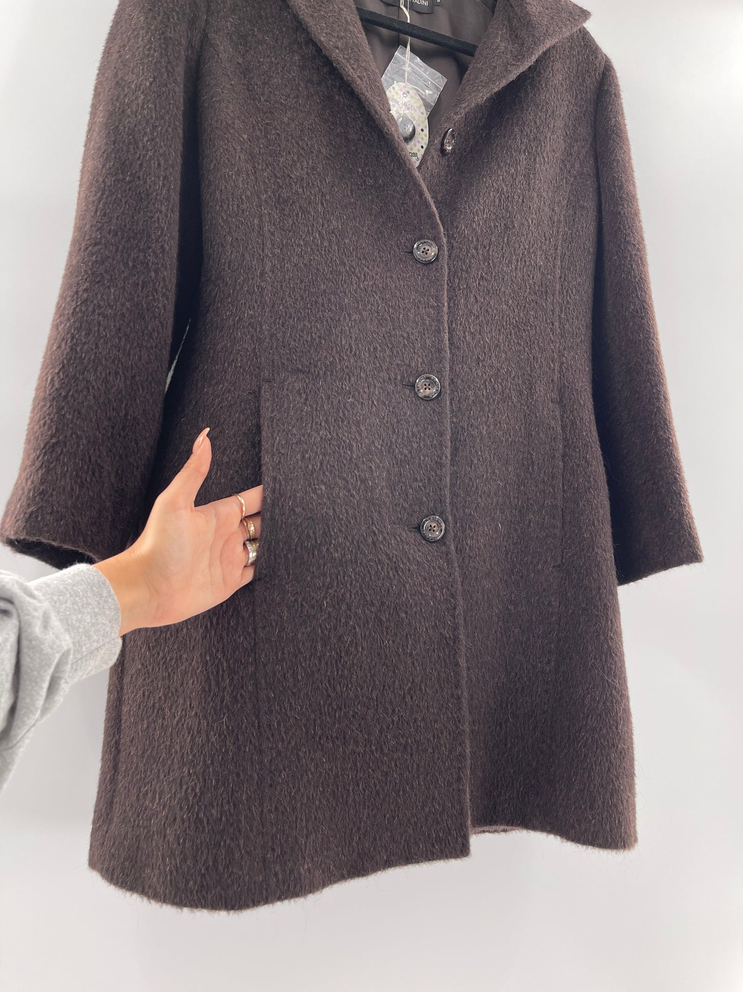 Adrienne Vittadini Brown Wool Coat (Size 8)