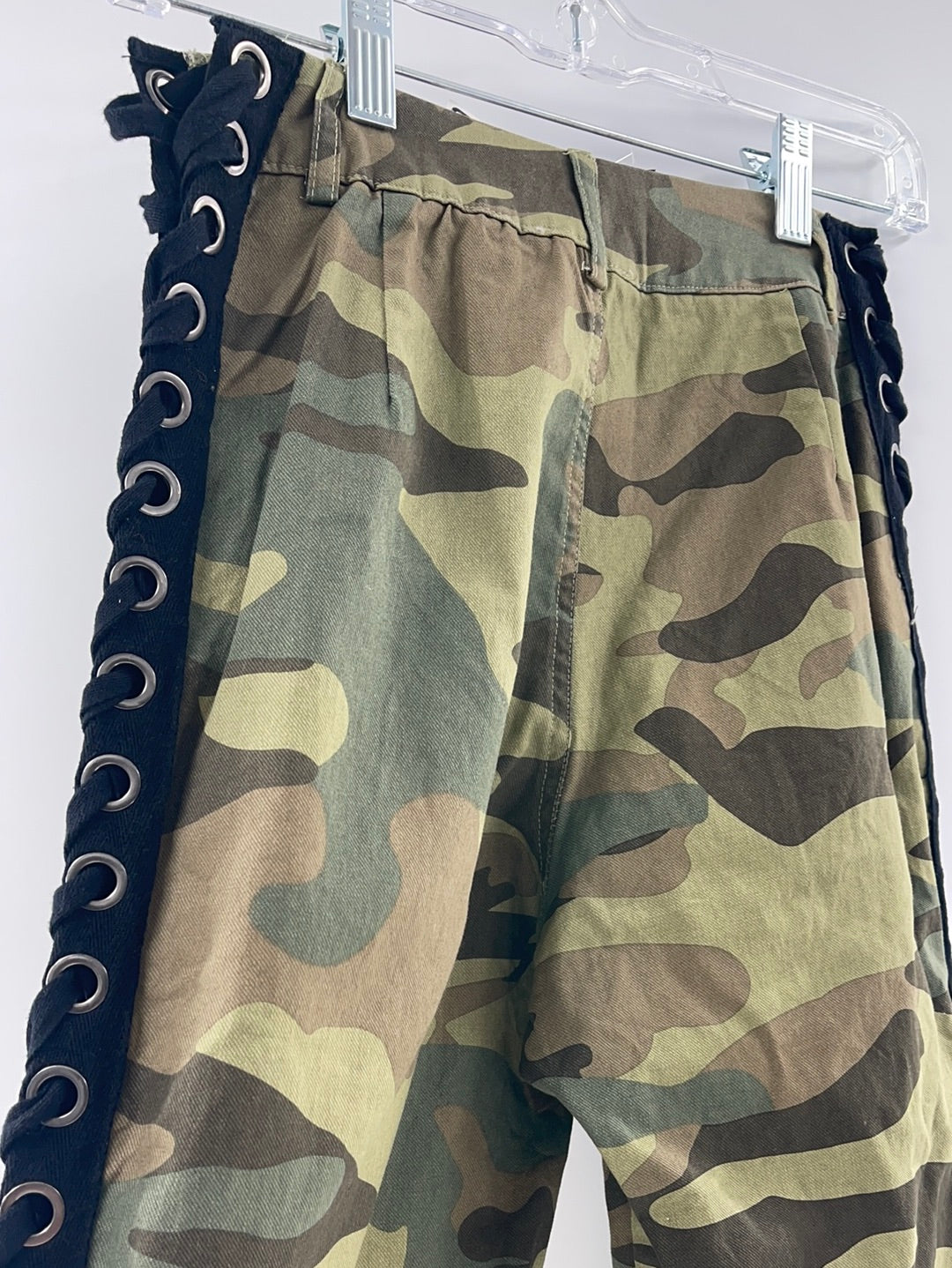 Fashion Nova Lace Up the Camo Cargo Pants Olive