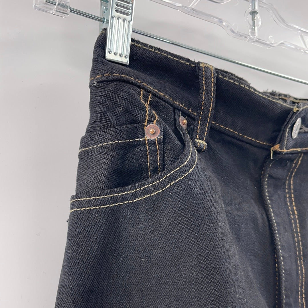Levi Strauss Vintage Black Denim Distressed Hem Mini Skirt ( Size S)