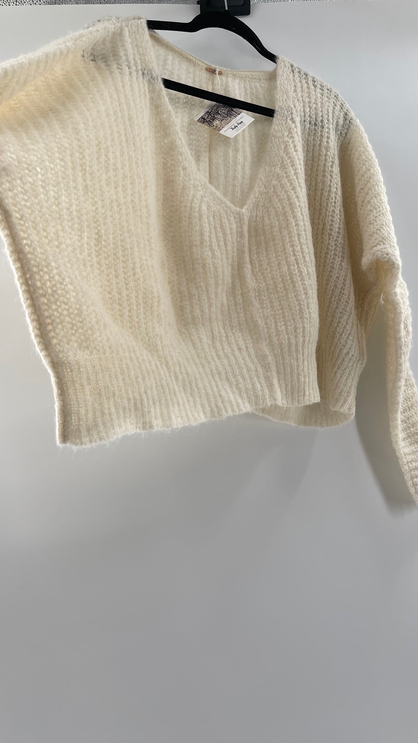 Free People White 89% Alpaca Sweater (XS)