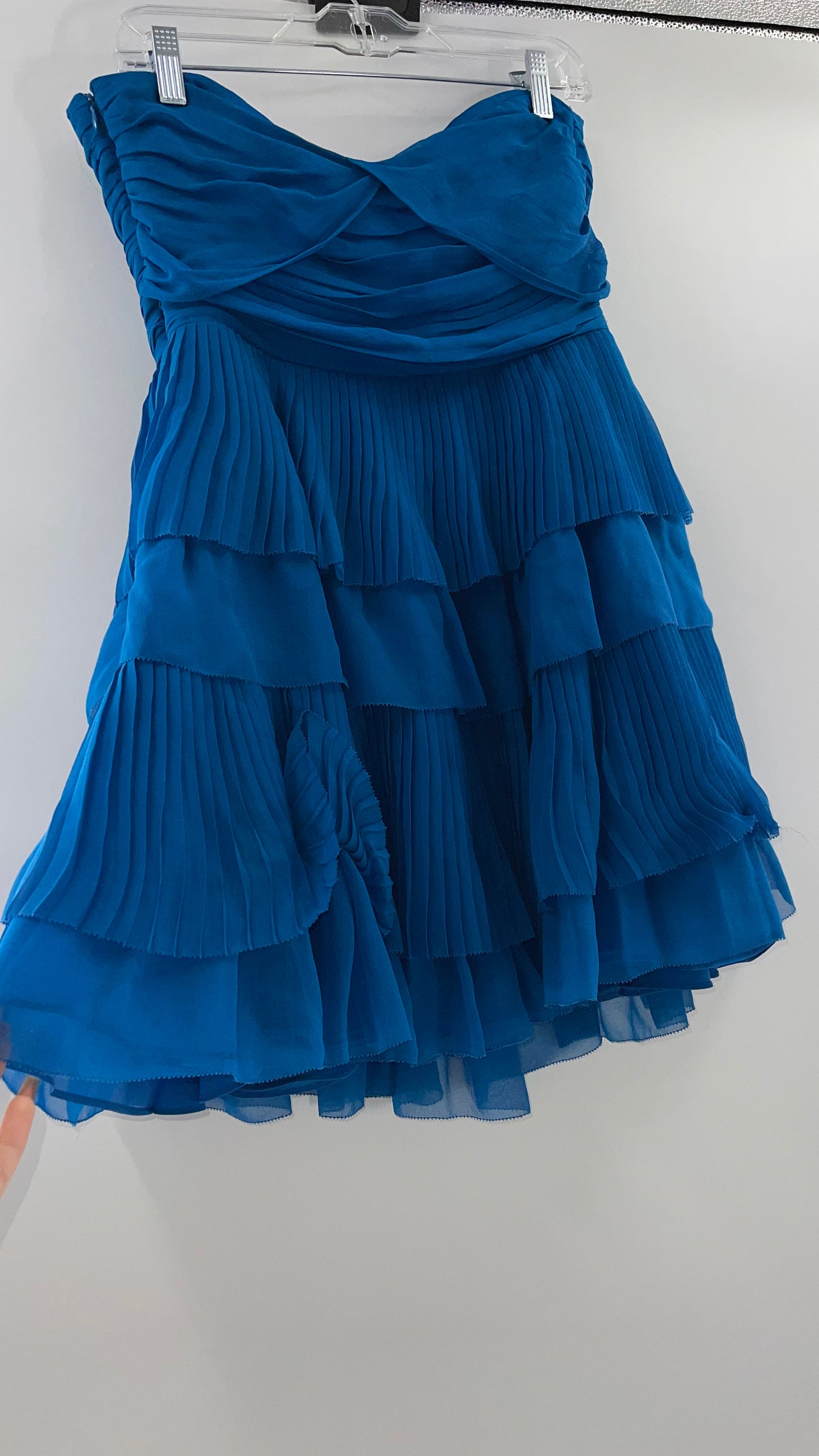 Diane Von Furstenburg 100% Silk Blue Ruffled Mini (10)