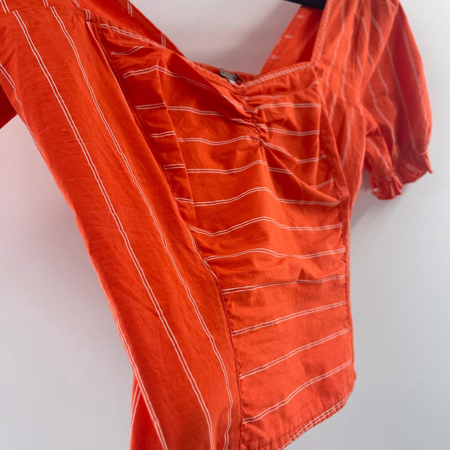 Free People Orange Striped Short Sleeve (XS)