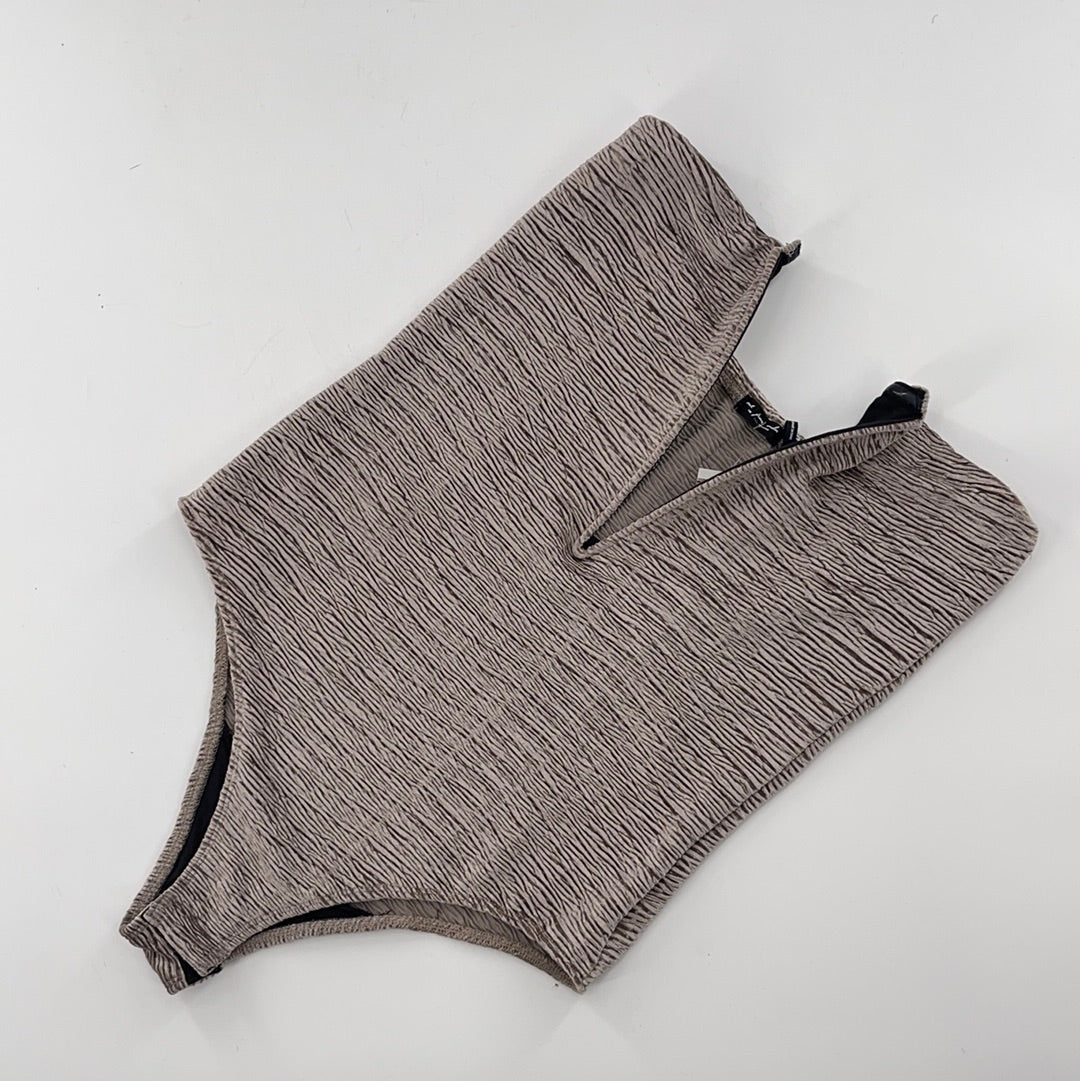 Urban Outfitters Silver Crimped Bodysuit (M)