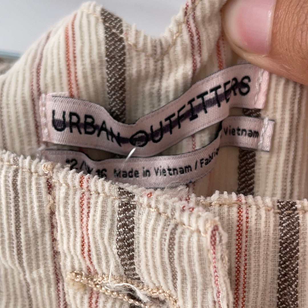 Urban Outfitters Corduroy Neutral Pink + Brown Striped Pants (Size 12 /UK 16)
